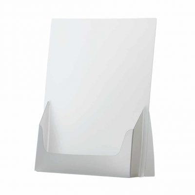 Flatpakket brosjyreholder i satinert PVC