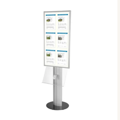 LED plakatstand til 6 x A4 | med brosjyreholder til 2 x A4